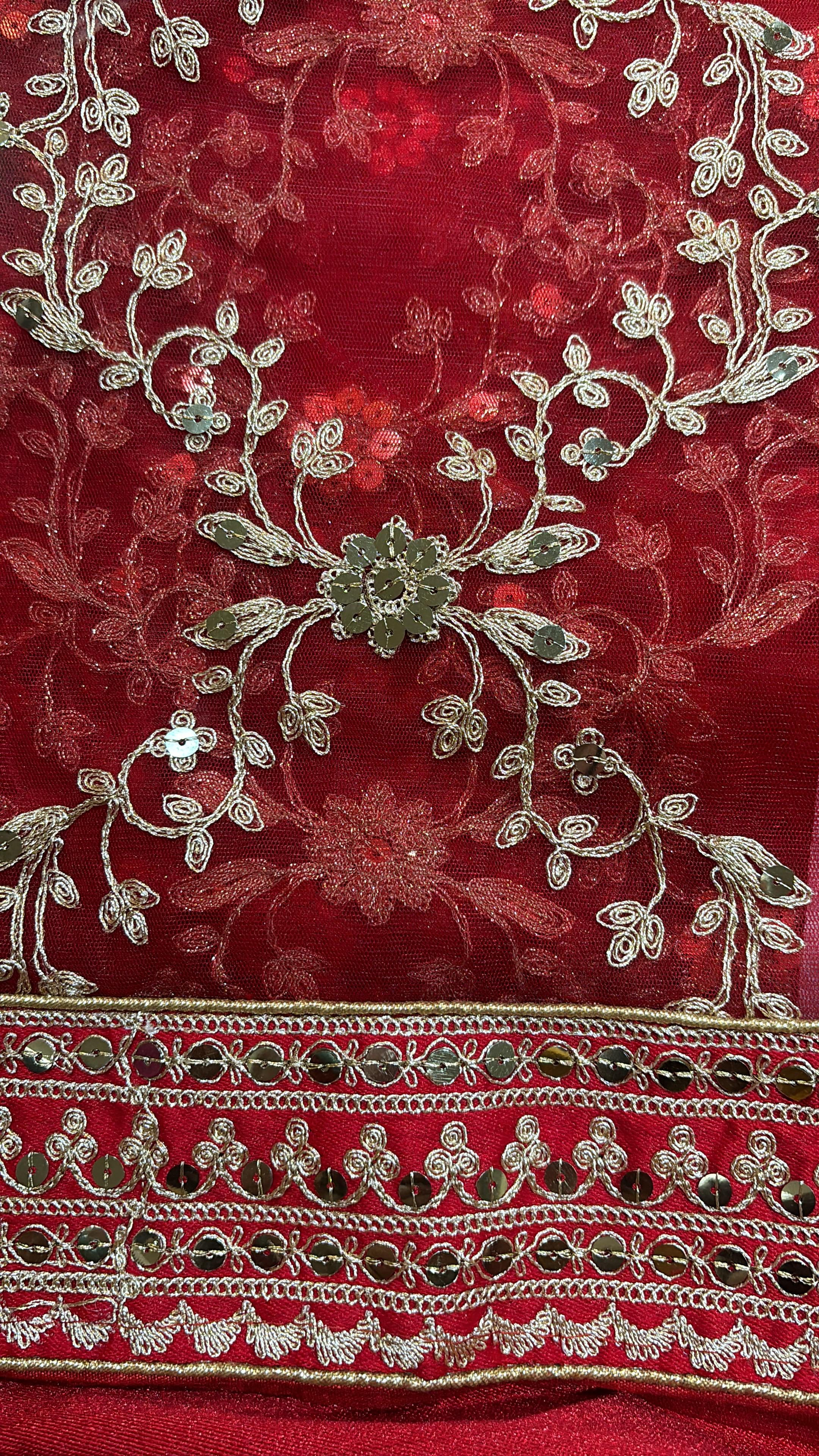 Zardozi and aari motif close-up